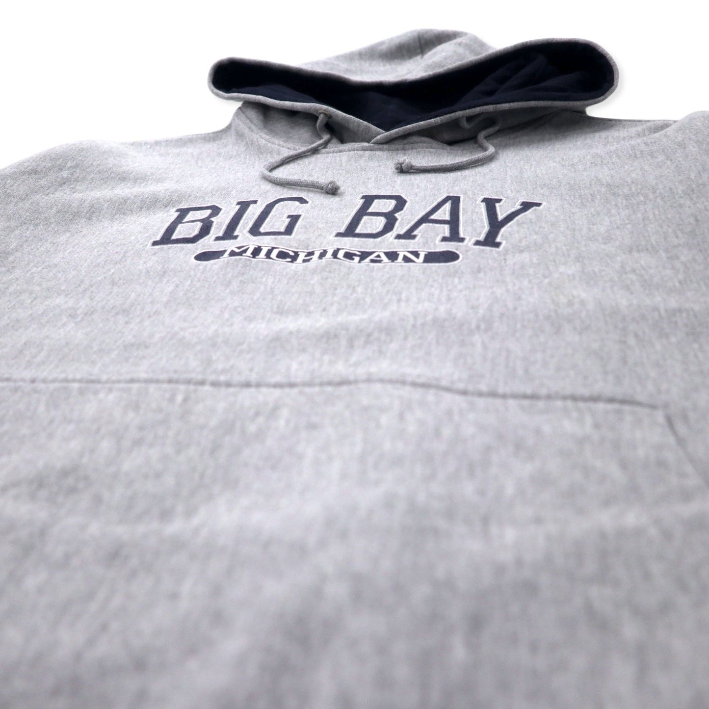 MV SPORT 90年代 リバースウィーブ パーカー XL グレー コットン 裏起毛 パキ綿 BIG BAY MICHIGAN カレッジプリント PRO-WEAVE ビッグサイズ