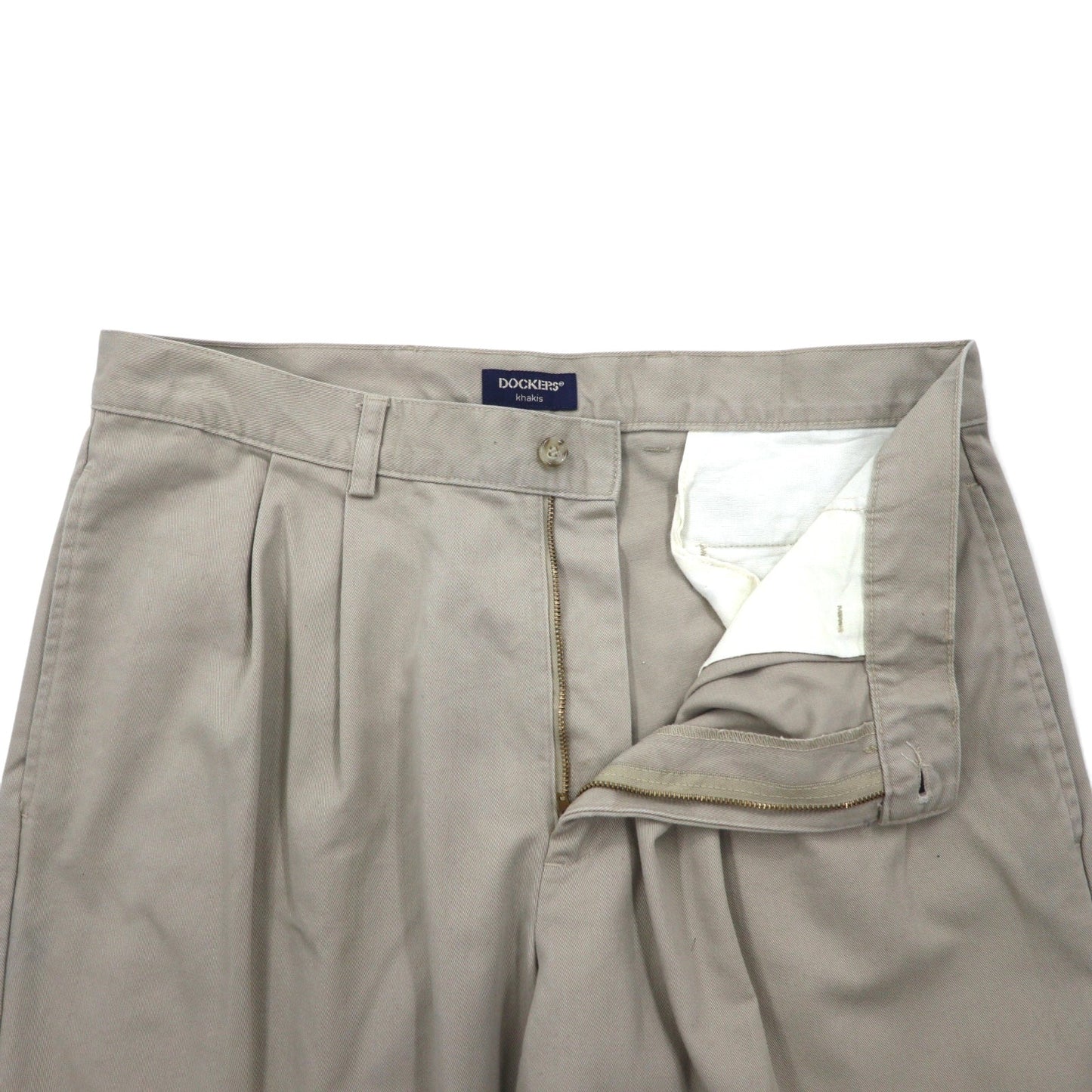 DOCKERS ( Levi's ) khakis 00年代 タック ワイド チノパンツ L ベージュ コットン