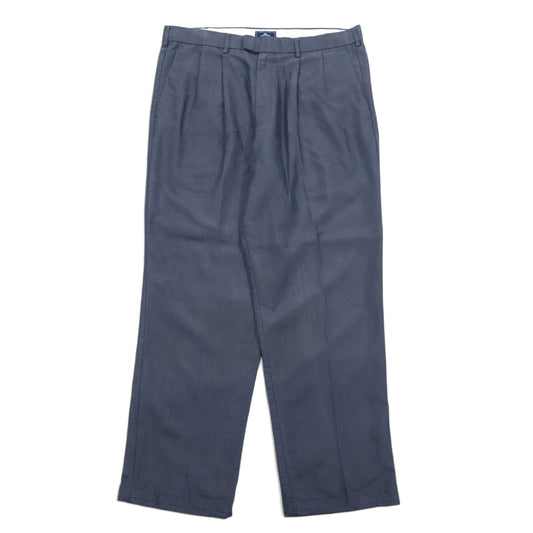 DOCKERS ( Levi's ) リラックスフィット タック ワイド スラックスパンツ L ネイビー テンセル ポリエステル PLEATED RELAXED FIT