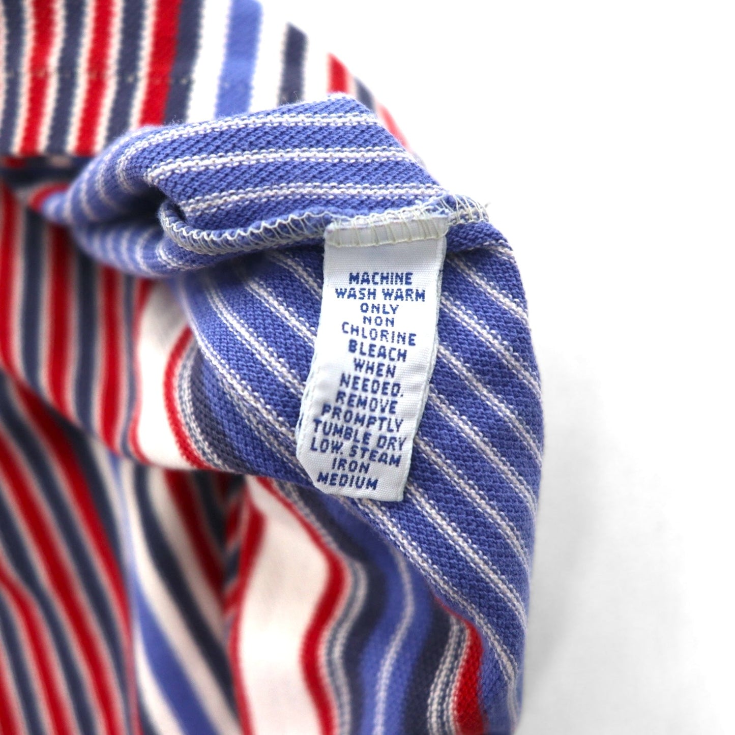 Polo by Ralph Lauren 90年代 USA製 マルチストライプ 鹿の子 ポロシャツ XL ホワイト ブルー レッド スモールポニー刺繍