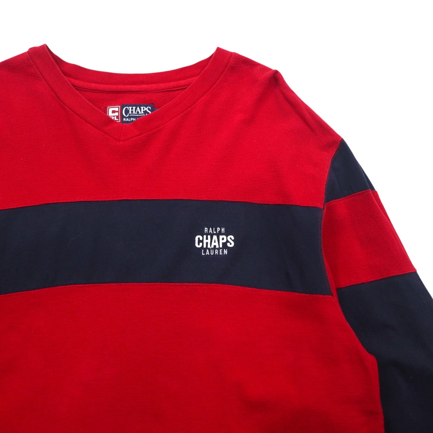 CHAPS RALPH LAUREN 90年代 ロングスリーブTシャツ ロンT L レッド ワンポイントロゴ刺繍