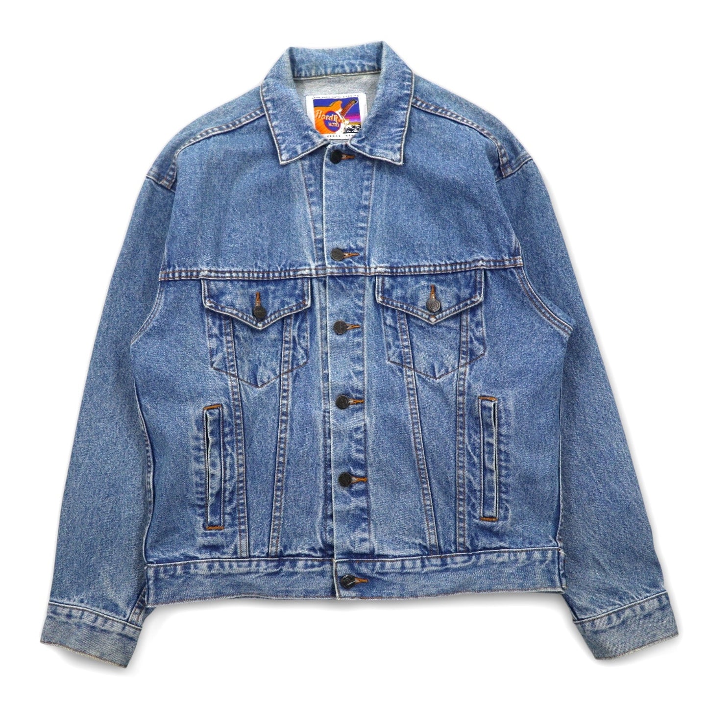 Hard Rock HOTEL 90年代 デニムジャケット Gジャン L インディゴ ブルー バックロゴ刺繍 LAS VEGAS