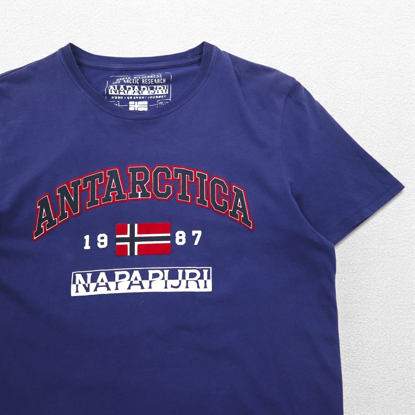 NAPAPIJRI プリント Tシャツ M ネイビー コットン トルコ製