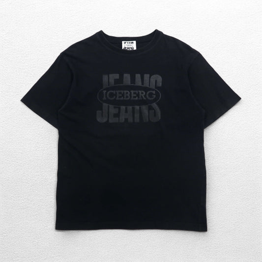ICEBERG JEANS イタリア製 90年代 ロゴプリント Tシャツ L ブラック コットン