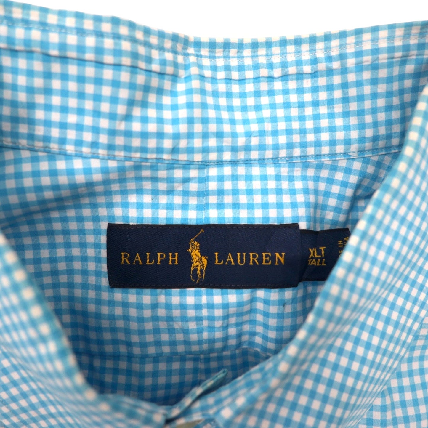 RALPH LAUREN ボタンダウンシャツ XLT TALL ブルー ギンガムチェック コットン スモールポニー刺繍