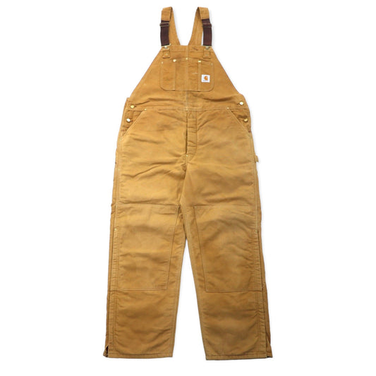 carhartt USA製 80年代 ダブルニー ダック オーバーオール 44 ベージュ コットン 裏地キルティング 星タグ RUGGED FLEX RIGBY BIB OVERALLS 6FBQZ