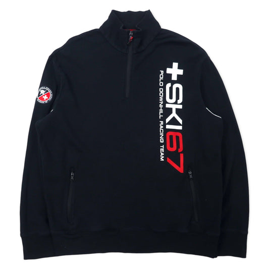 POLO RALPH LAUREN ハーフジップ スウェット XL ブラック コットン POLO DOWNHILL RACING SERIES