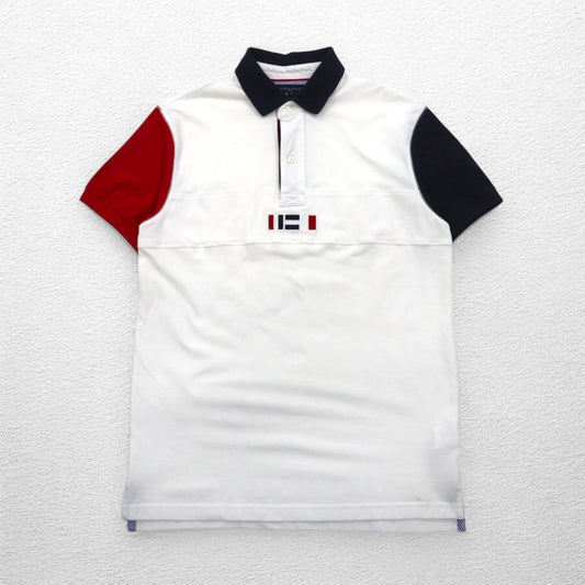 TOMMY HILFIGER SAILING ポロシャツ M ホワイト トリコロール 40s Two Ply Cotton