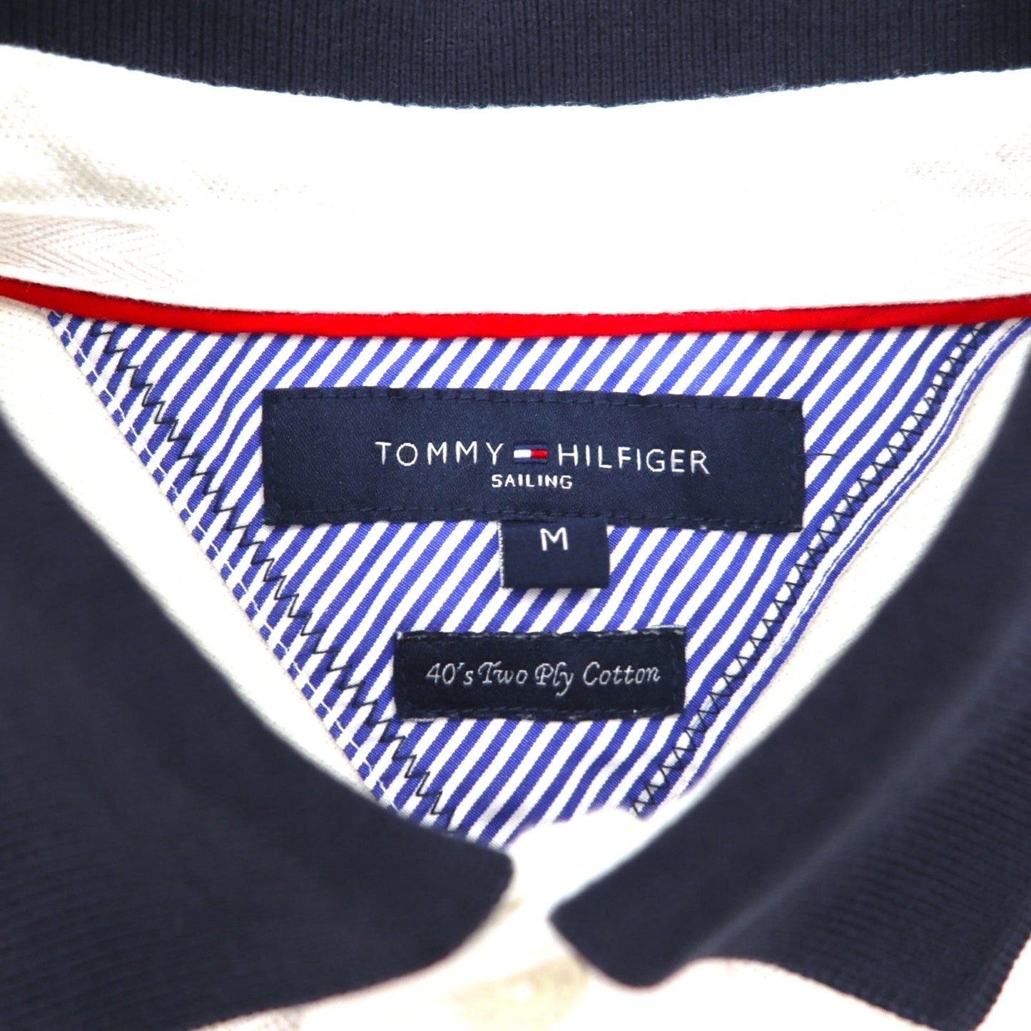 TOMMY HILFIGER SAILING ポロシャツ M ホワイト トリコロール 40s Two Ply Cotton