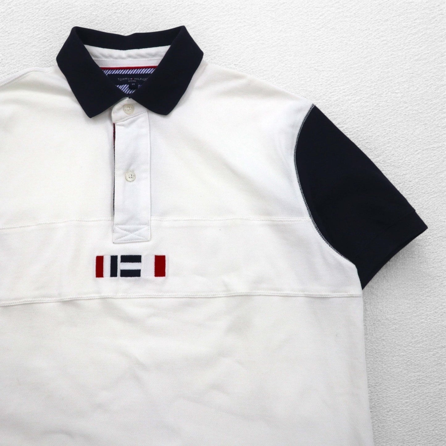 TOMMY HILFIGER SAILING ポロシャツ M ホワイト トリコロール 40s Two Ply Cotton