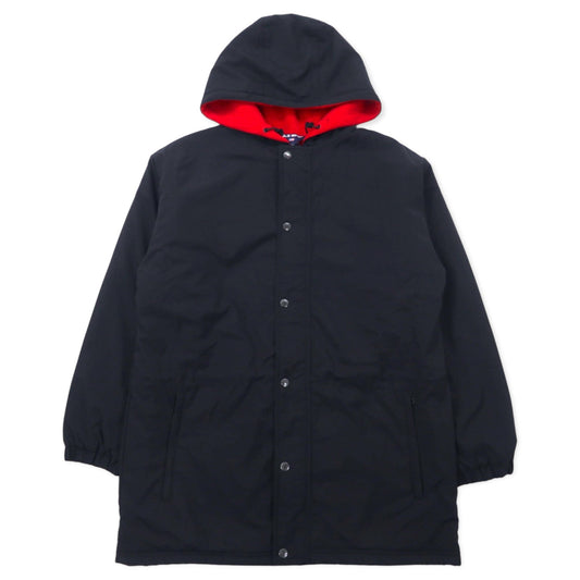 POLO SPORT RALPH LAUREN 90年代 ナイロンジャケット フーディー XL ブラック フリースライナー バックロゴプリント ドローコード