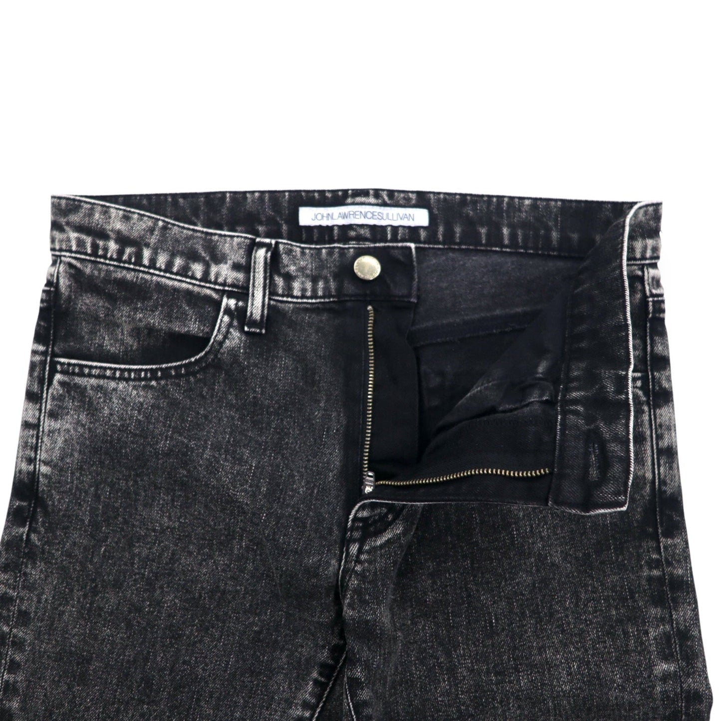 JOHN LAWRENCE SULLIVAN ケミカルウォッシュ スキニー デニムパンツ L ブラック グレー 2B011 14-48 日本製 未使用品