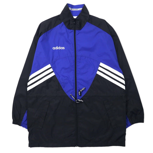 adidas 90年代 ナイロンジャケット F180 ブルー ブラック ドローコード 銀タグ トレフォイルロゴ ビッグサイズ