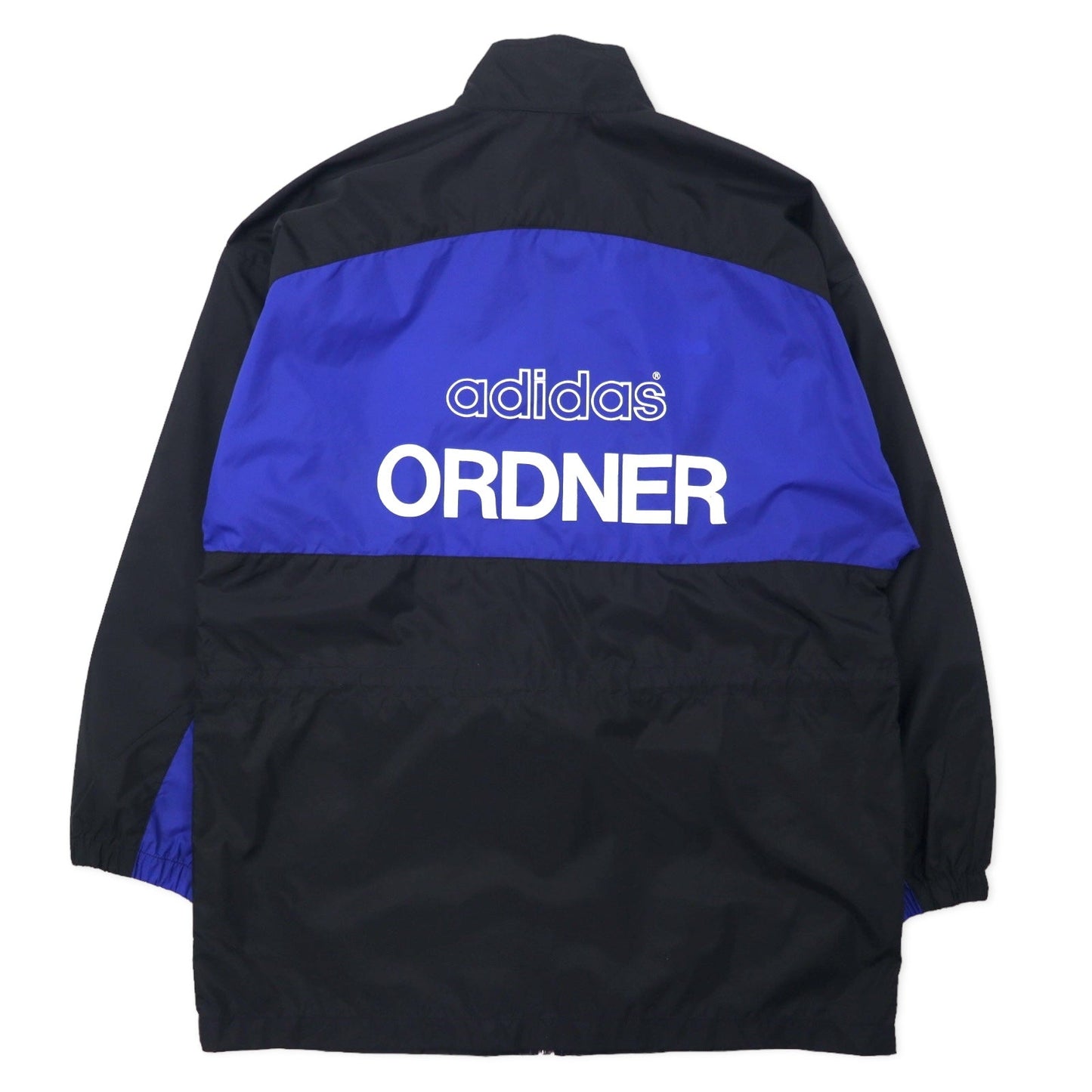 adidas 90年代 ナイロンジャケット F180 ブルー ブラック ドローコード 銀タグ トレフォイルロゴ ビッグサイズ