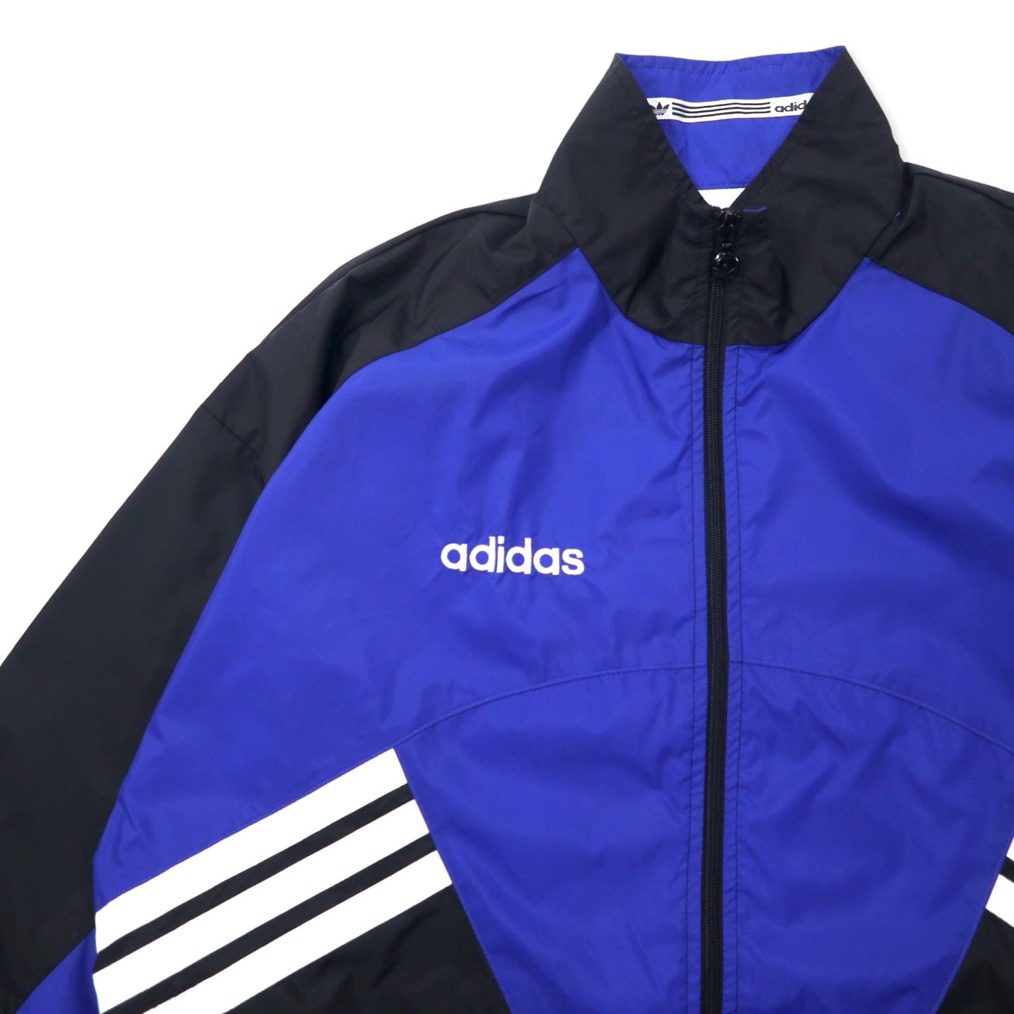 adidas 90年代 ナイロンジャケット F180 ブルー ブラック ドローコード 銀タグ トレフォイルロゴ ビッグサイズ