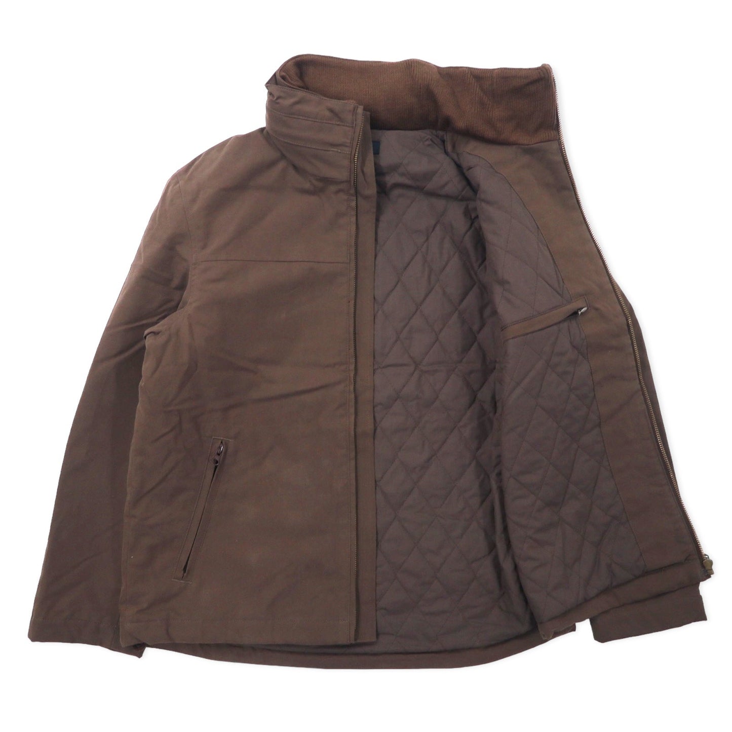 NAUTICA スタンドカラージャケット L カーキ コットン ポリエステル フード収納式 ワンポイントロゴ刺繍