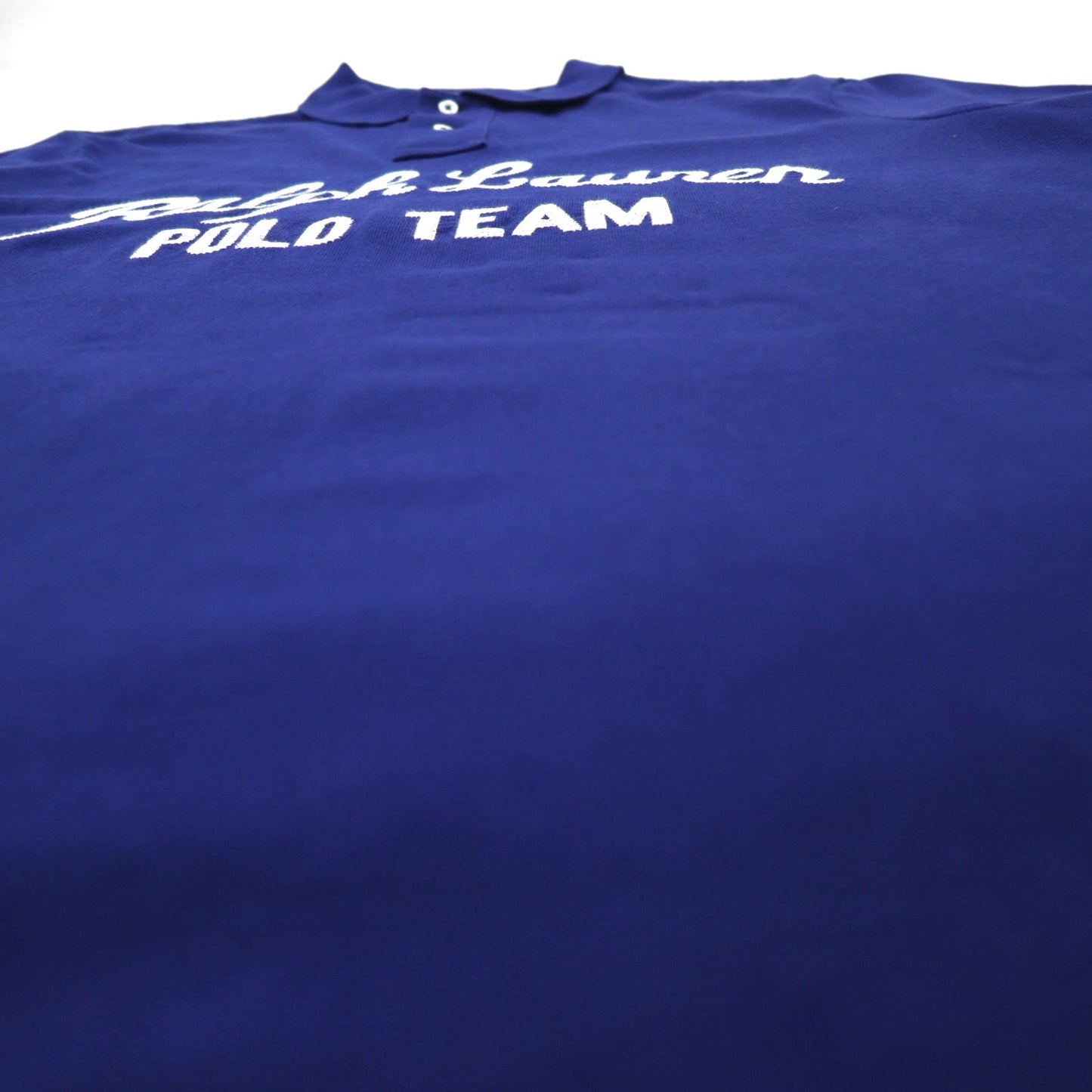 POLO RALPH LAUREN チェーンステッチ 刺繍 ポロシャツ L ブルー 鹿の子 POLO TEAM