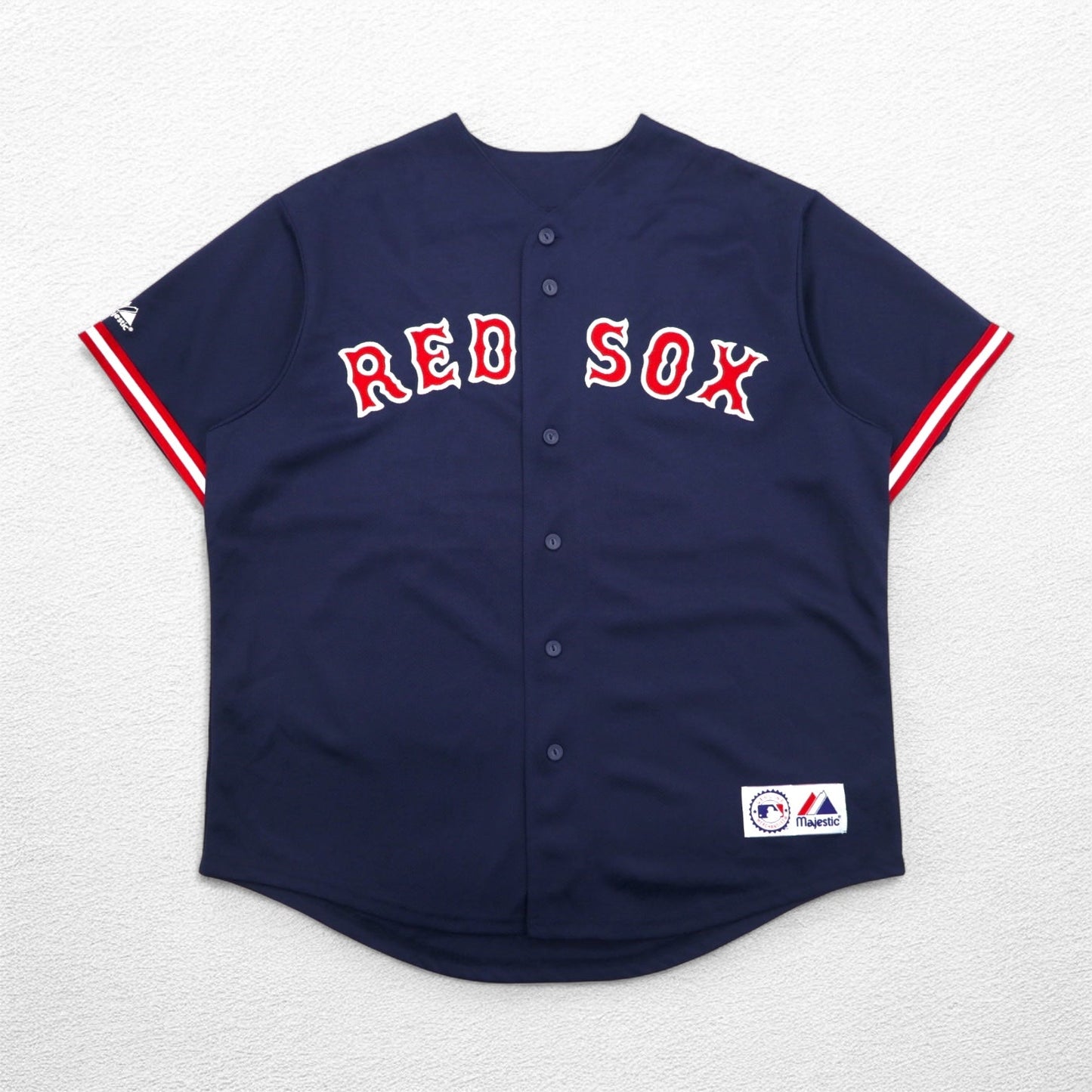 majestic 90年代 MLB ベースボールシャツ XL ネイビー ポリエステル RED SOX ナンバリング