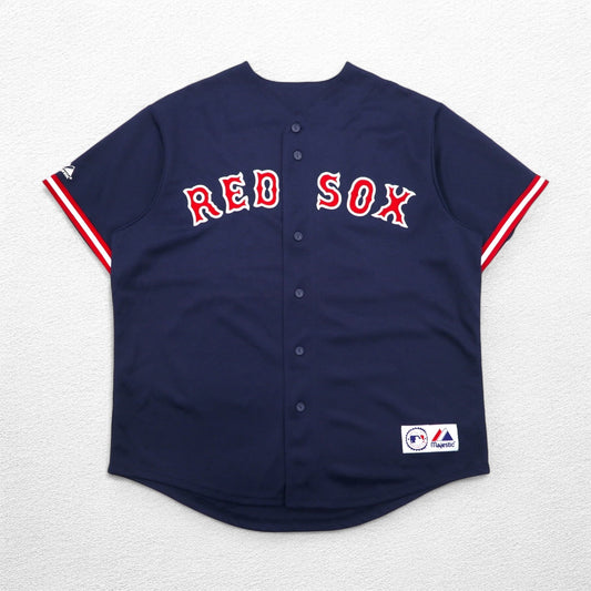 majestic 90年代 MLB ベースボールシャツ XL ネイビー ポリエステル RED SOX ナンバリング