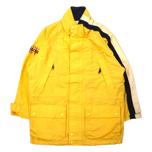 nautica 90年代 セーリングジャケット M イエロー コットン ナイロン フード収納式 ドローコード