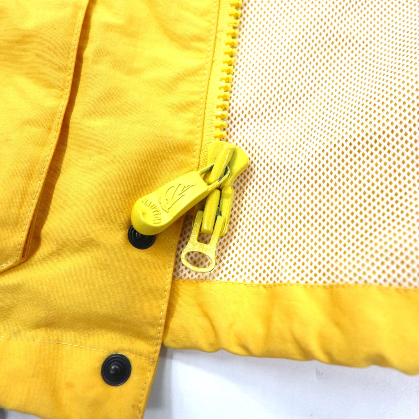 nautica 90年代 セーリングジャケット M イエロー コットン ナイロン フード収納式 ドローコード