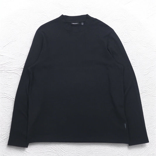 DKNY ボトルネック ロングスリーブTシャツ ロンT L ブラック コットン