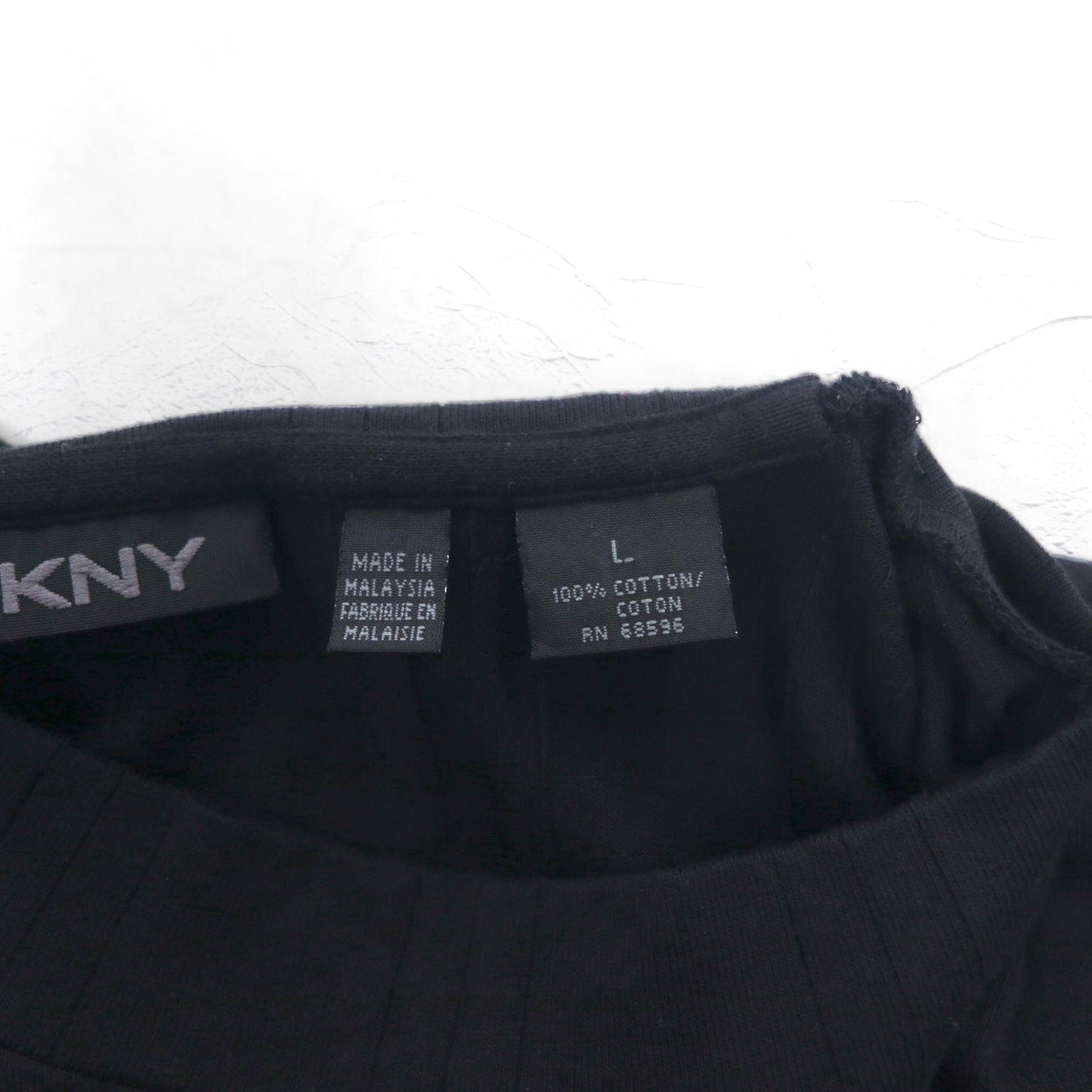 DKNY ボトルネック ロングスリーブTシャツ ロンT L ブラック コットン