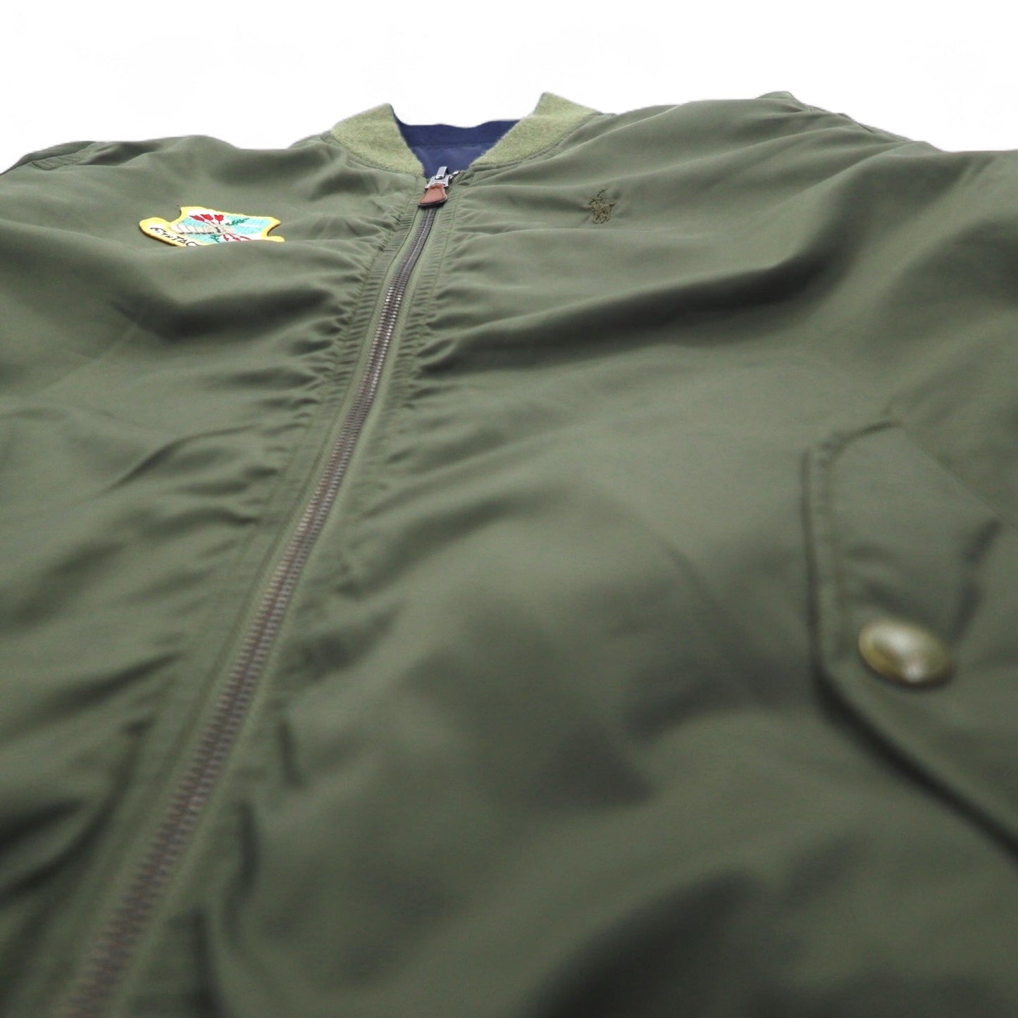 POLO RALPH LAUREN リバーシブル MA-1 フライトジャケット L カーキ ネイビー ポリエステル ワッペン スモールポニー刺繍 TALONジップ