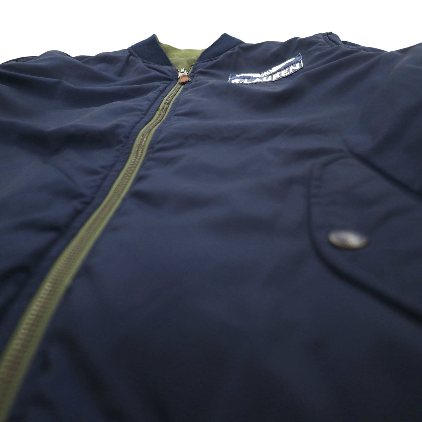 POLO RALPH LAUREN リバーシブル MA-1 フライトジャケット L カーキ ネイビー ポリエステル ワッペン スモールポニー刺繍 TALONジップ