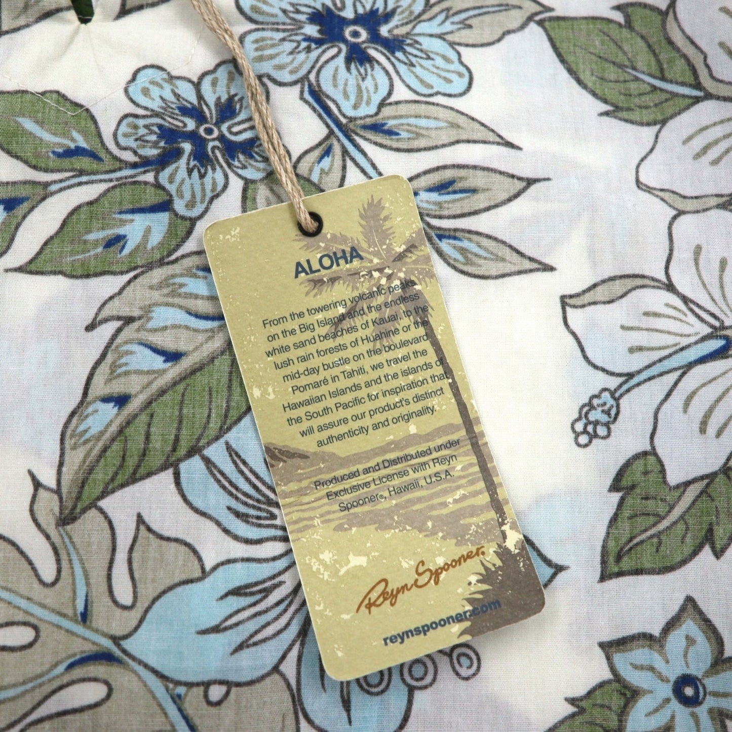 reyn spooner プルオーバー アロハシャツ S ベージュ コットン 総柄 ハイビスカス 未使用品