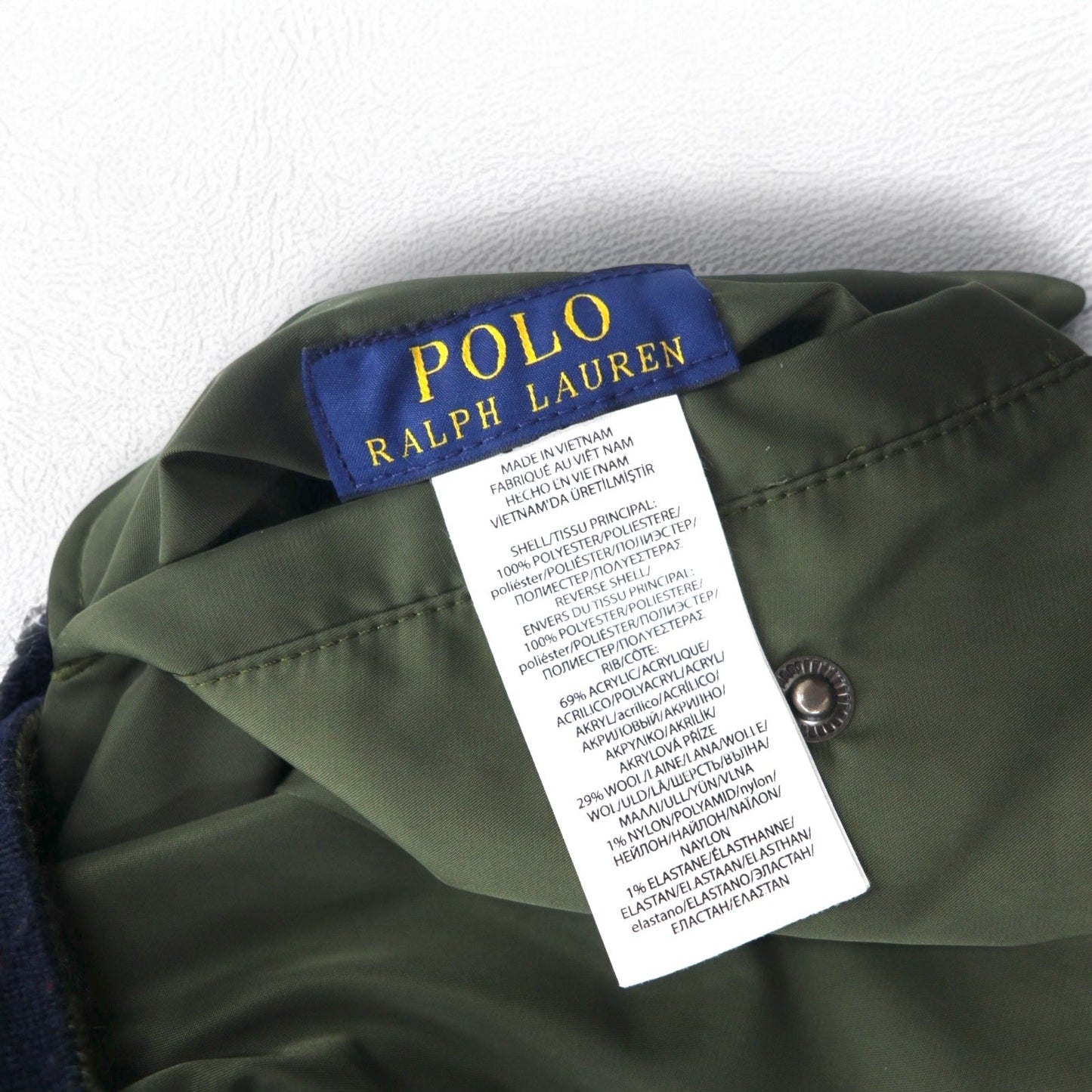 POLO RALPH LAUREN リバーシブル MA-1 フライトジャケット L カーキ ネイビー ポリエステル ワッペン スモールポニー刺繍 TALONジップ