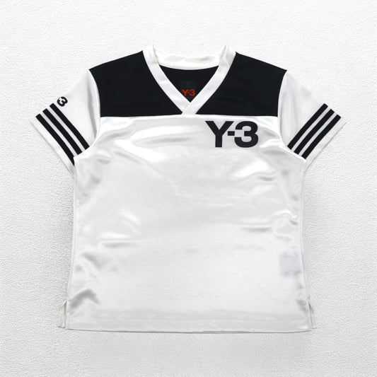 Y-3 ( YOHJI YAMAMOTO × adidas ) ゲームシャツ S ブラック ホワイト サテン ポリエステル ユニフォーム