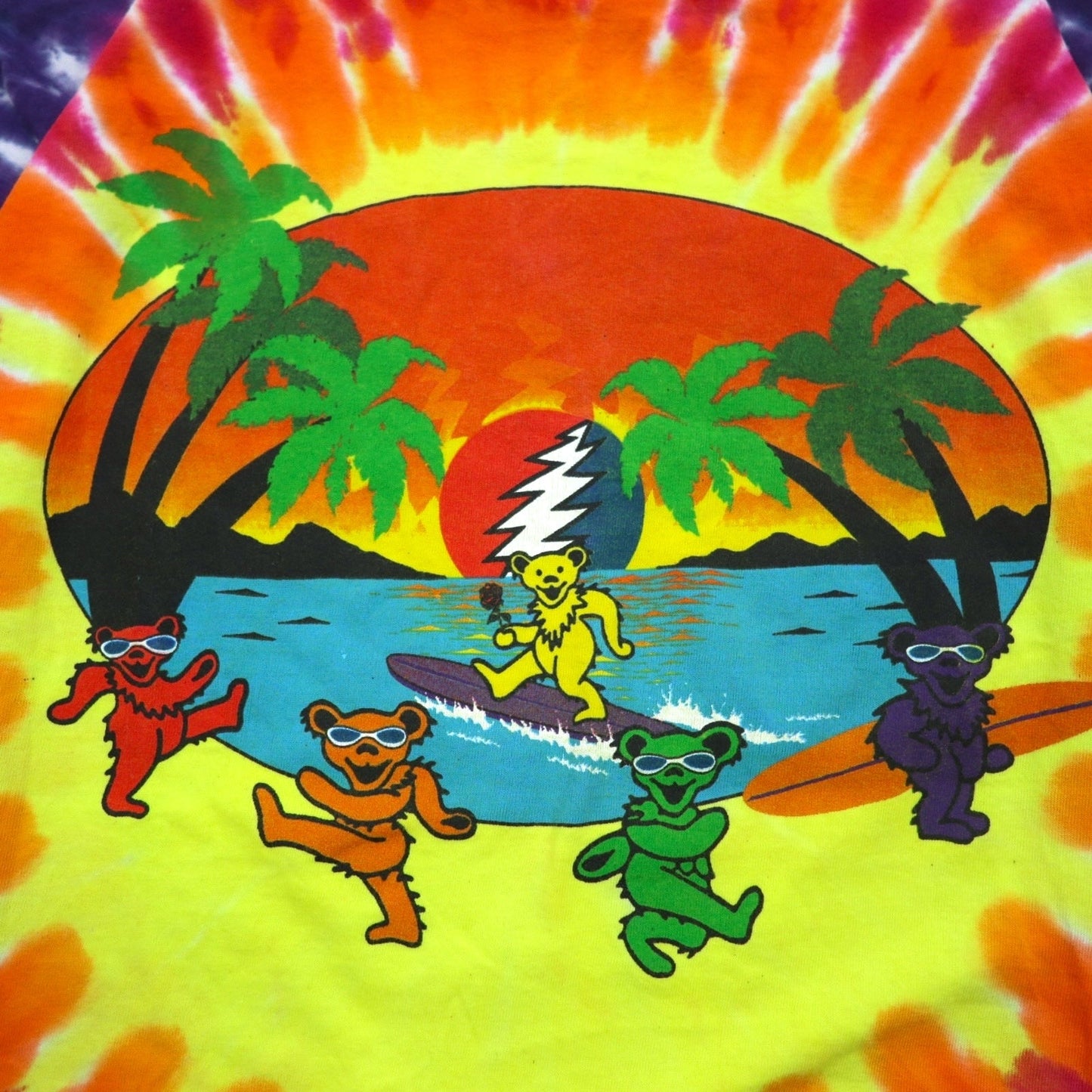 GRATEFUL DEAD ダンシングベア タイダイ ロングスリーブTシャツ ロンT M マルチカラー DELTAボディ グレートフルデッド