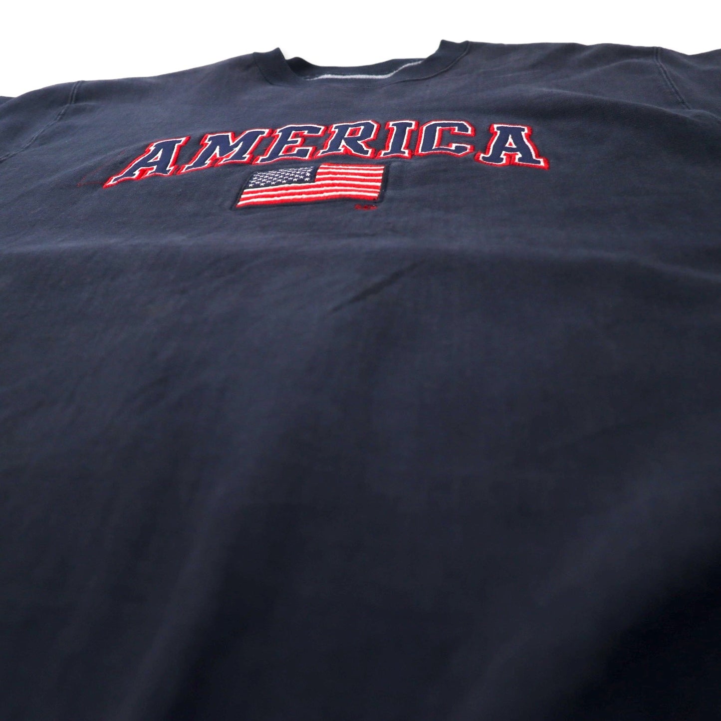 STEVE AND BARRY'S リバースウィーブ スウェット L ネイビー コットン パキ綿 裏起毛 AMERICA 星条旗 ビッグサイズ