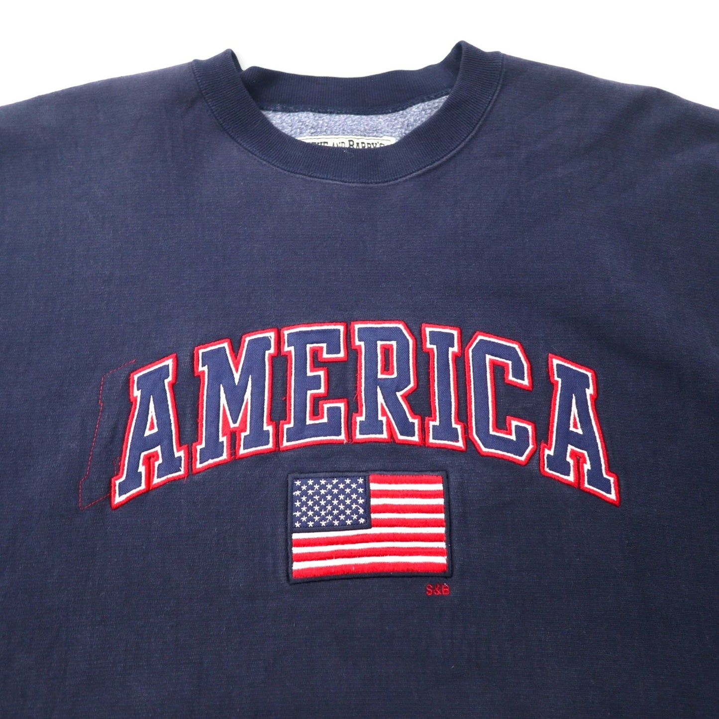 STEVE AND BARRY'S リバースウィーブ スウェット L ネイビー コットン パキ綿 裏起毛 AMERICA 星条旗 ビッグサイズ