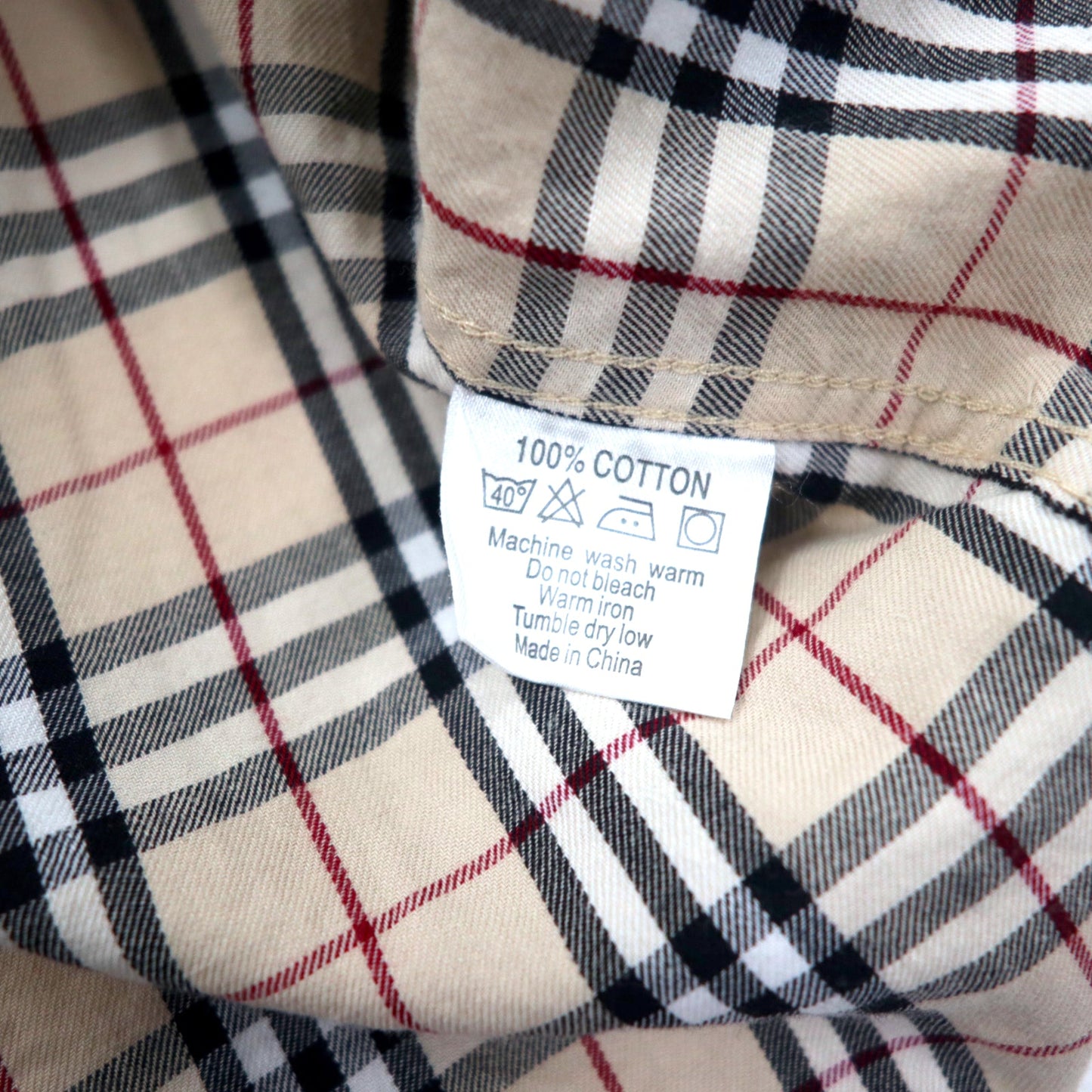 BURBERRY ノバチェック ボタンダウンシャツ M ベージュ コットン ワンポイントロゴ刺繍