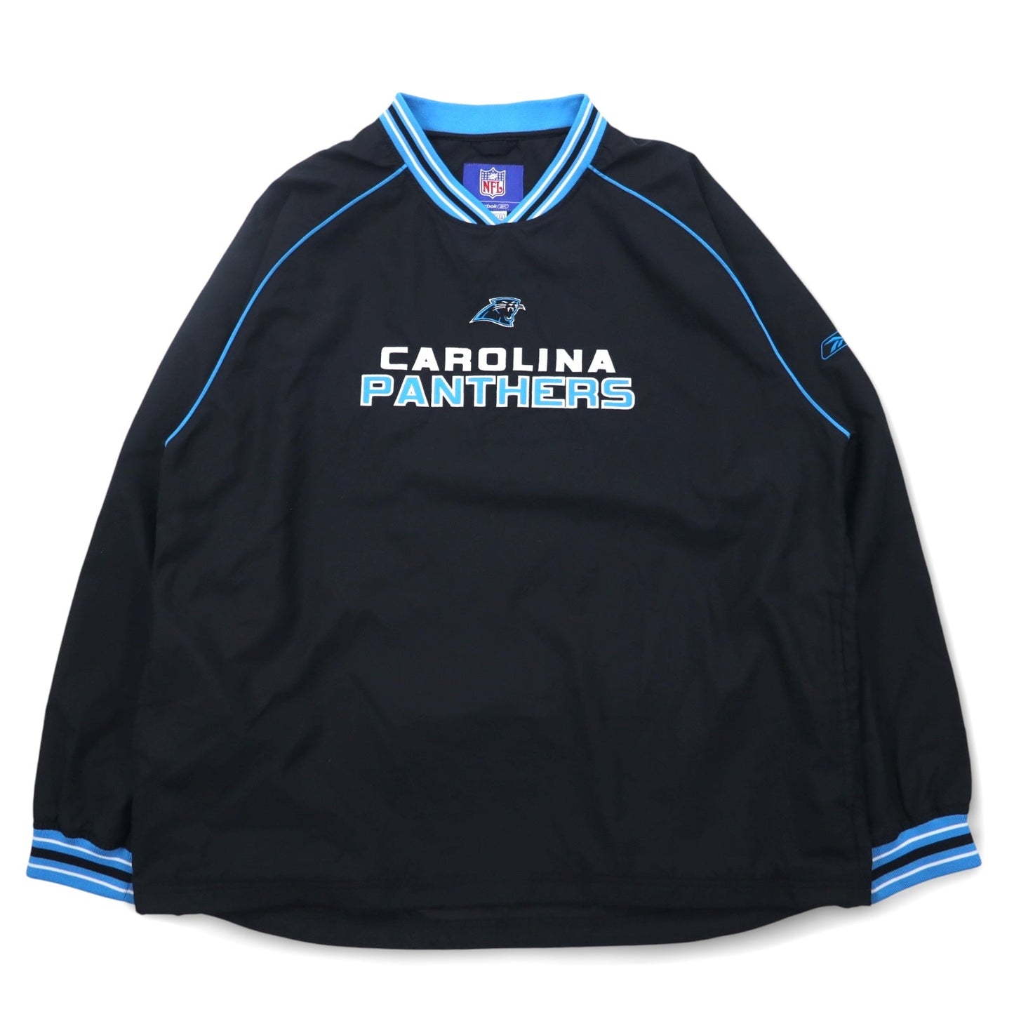 Reebok リブライン ピステ プルオーバー ナイロンジャケット XL ブラック NFL CAROLINA PANTHERS チームロゴ刺繍