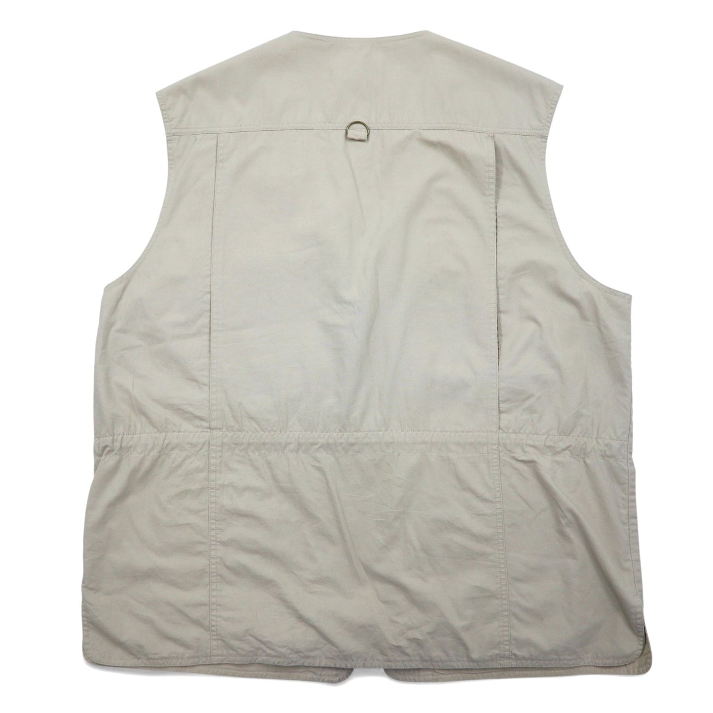 Eddie Bauer 90年代 フィッシングベスト XL ベージュ コットン メッシュ切り替え ドローコード