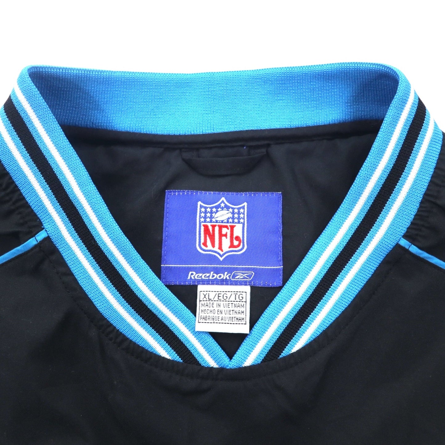 Reebok リブライン ピステ プルオーバー ナイロンジャケット XL ブラック NFL CAROLINA PANTHERS チームロゴ刺繍