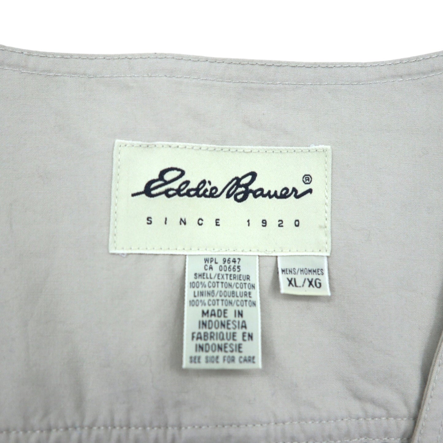 Eddie Bauer 90年代 フィッシングベスト XL ベージュ コットン メッシュ切り替え ドローコード