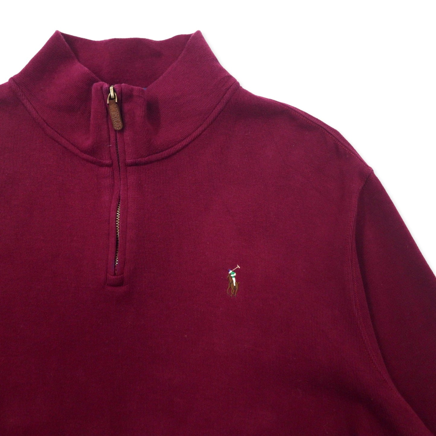 POLO RALPH LAUREN ハーフジップ スウェット XL パープル コットン ESTATE RIB スモールポニー刺繍