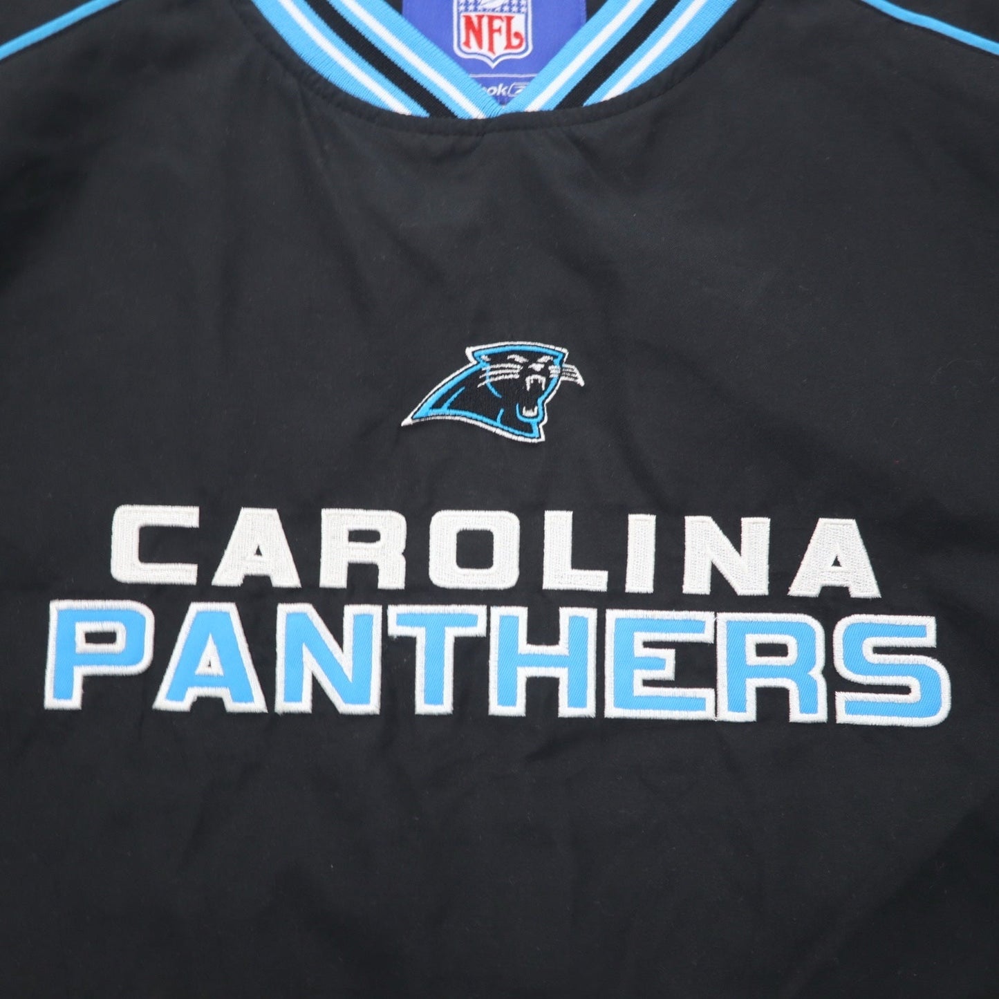 Reebok リブライン ピステ プルオーバー ナイロンジャケット XL ブラック NFL CAROLINA PANTHERS チームロゴ刺繍