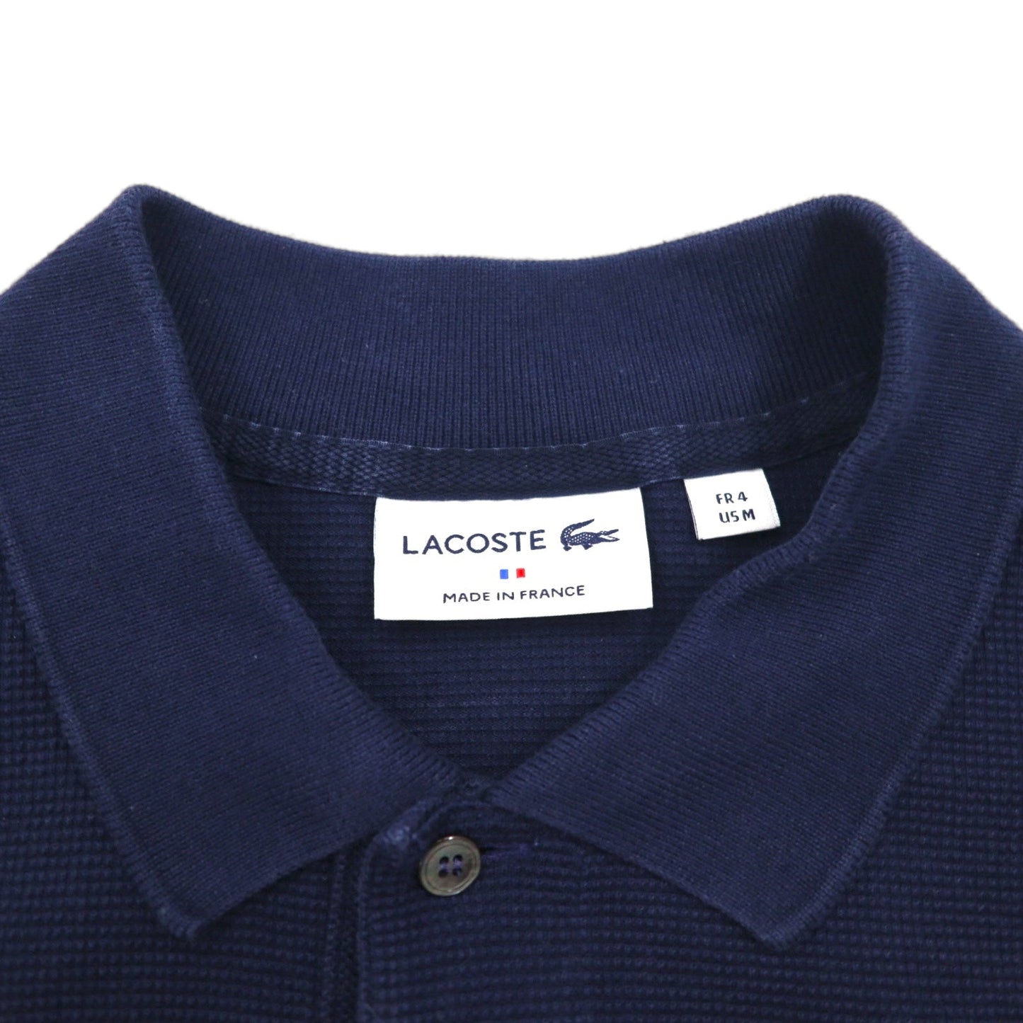 LACOSTE フランス製 ポロシャツ M ネイビー コットン ワンポイントロゴ PH4246