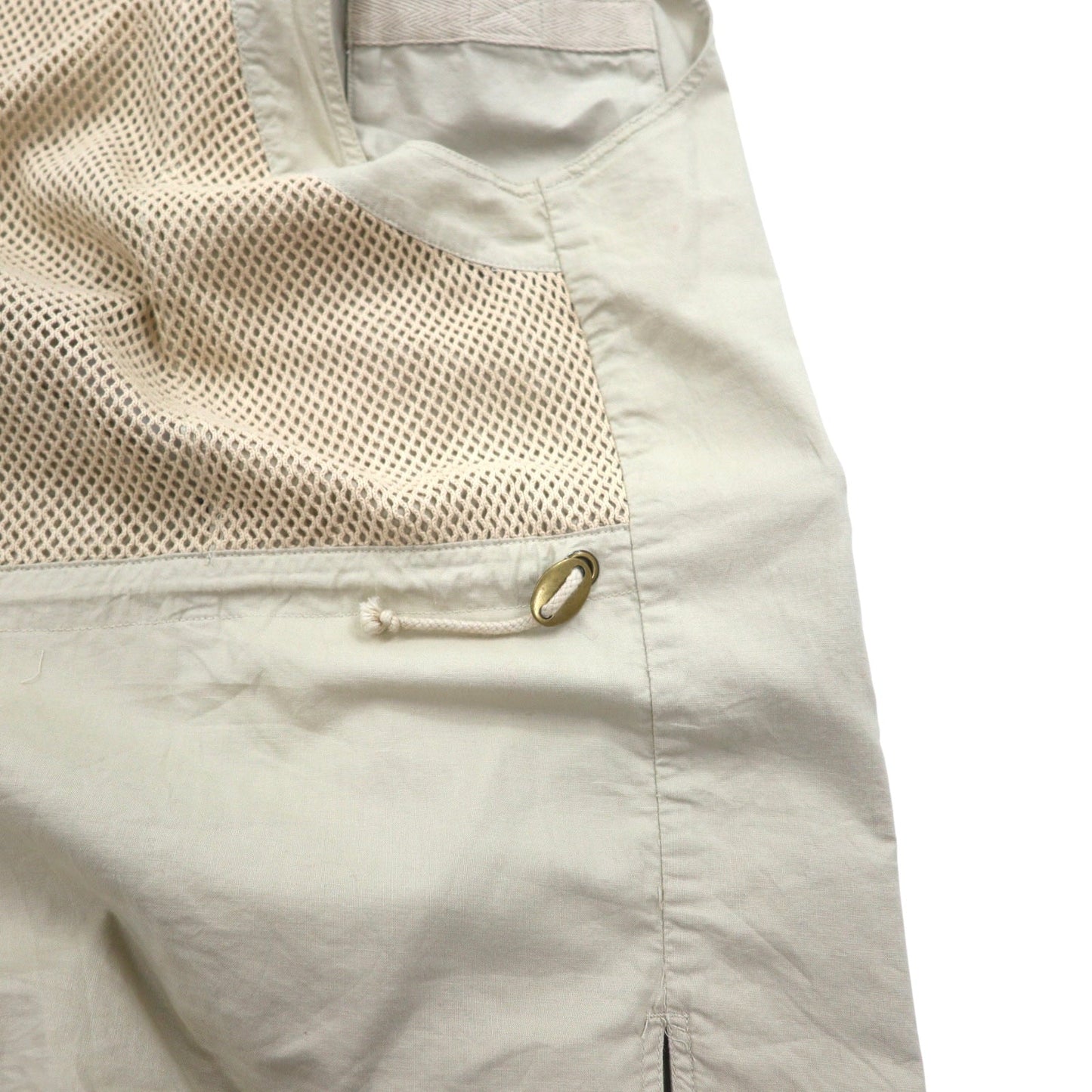 Eddie Bauer 90年代 フィッシングベスト XL ベージュ コットン メッシュ切り替え ドローコード