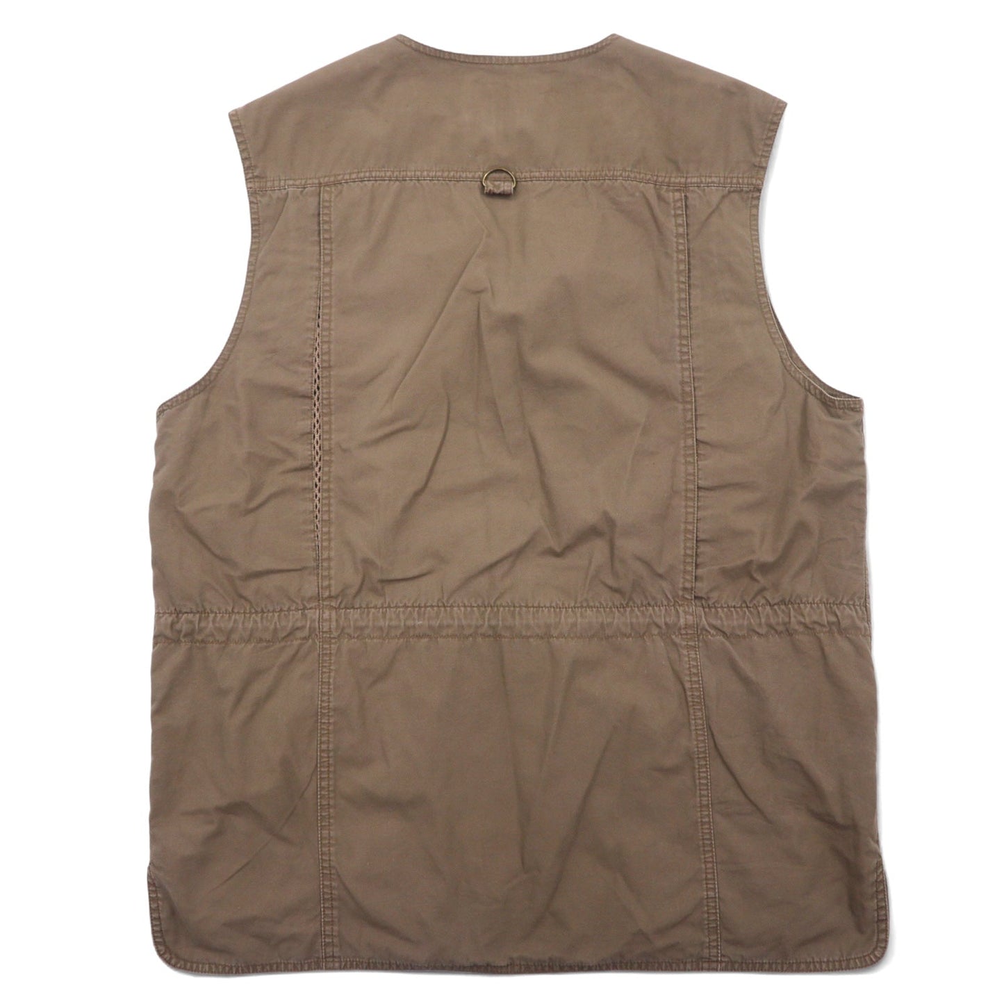 Eddie Bauer 90年代 フィッシングベスト M カーキ コットン メッシュ切り替え ドローコード