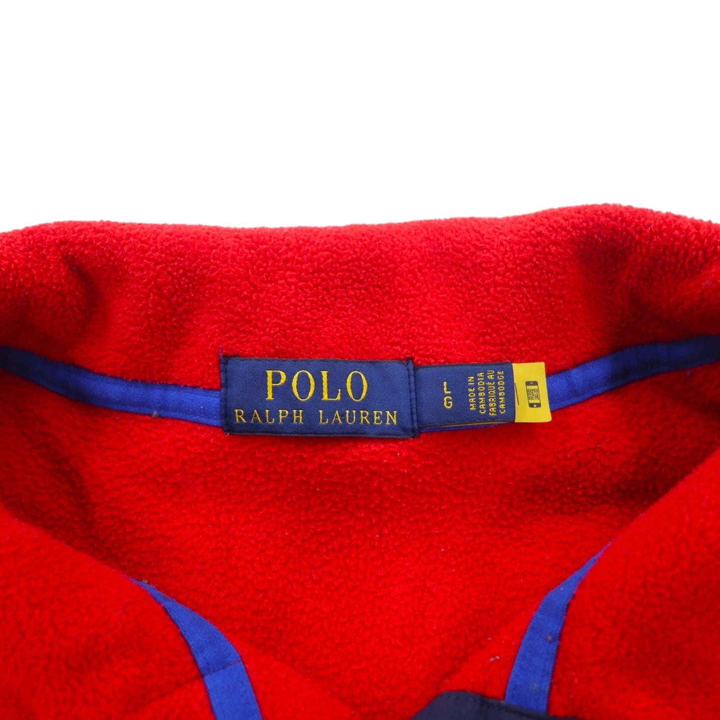 POLO RALPH LAUREN ハーフスナップ フリースジャケット スナップT L レッド ポリエステル スモールポニー 刺繍