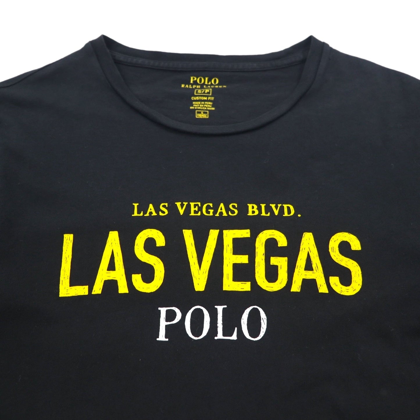 POLO RALPH LAUREN Tシャツ S ブラック コットン LAS VEGAS プリント ペルー製