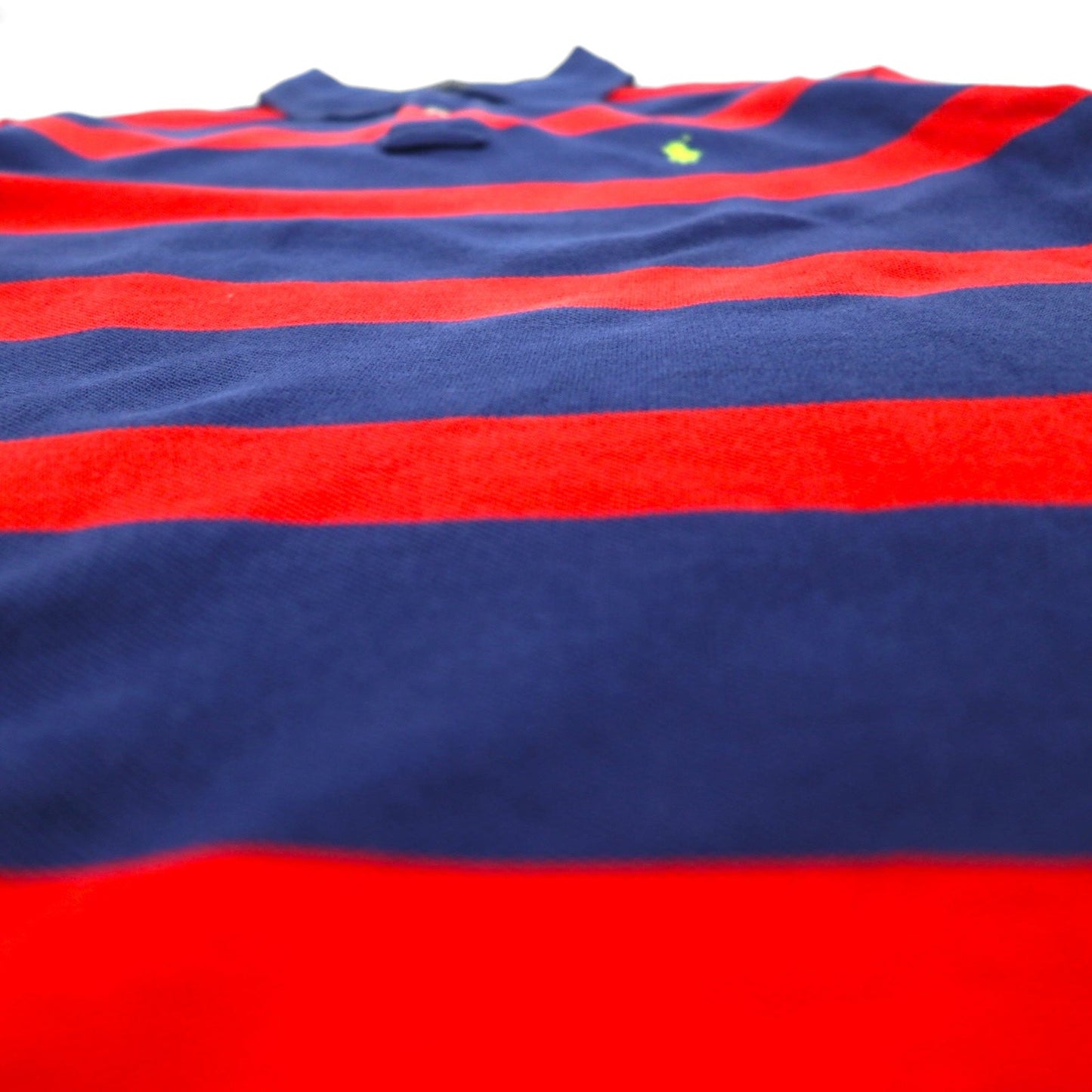 POLO RALPH LAUREN ボーダー ポロシャツ S ネイビー レッド 鹿の子 CUSTOM FIT スモールポニー刺繍