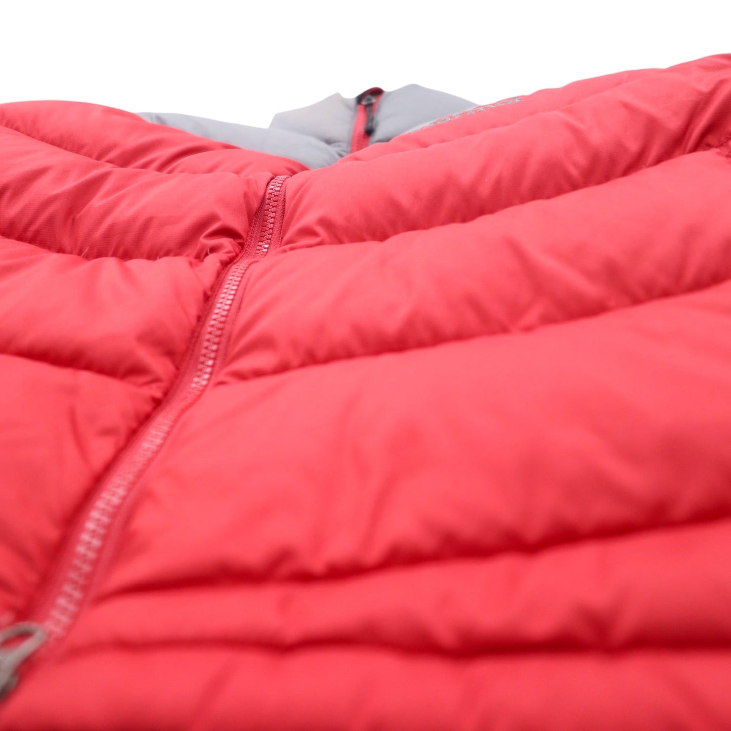 Marmot バイカラー ダウンジャケット S レッド ポリエステル ロゴ刺繍 ダブルジップ ドローコード