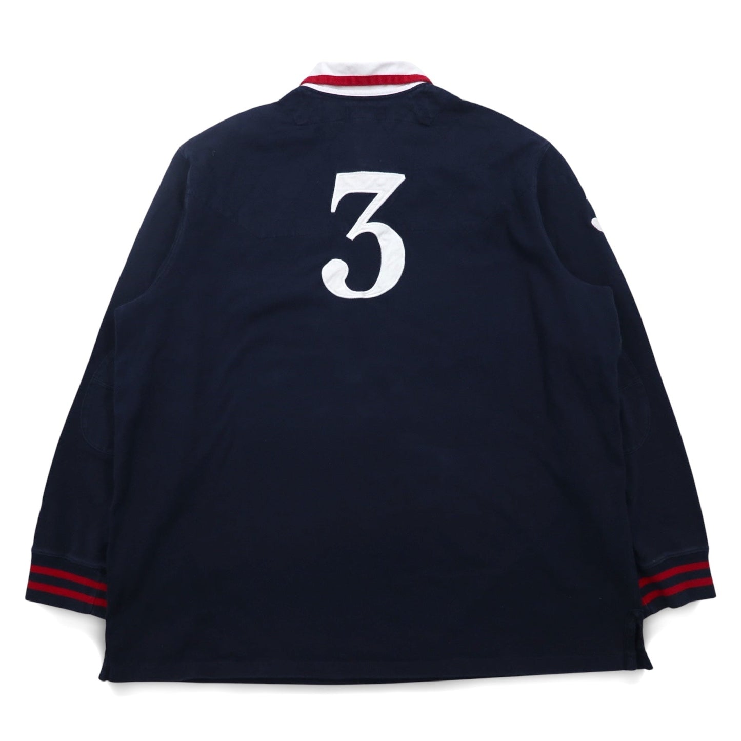 Polo by Ralph Lauren 90年代 ビッグポニー刺繍 ラガーシャツ XXL ネイビー ナンバリング エルボーパッチ スリランカ製